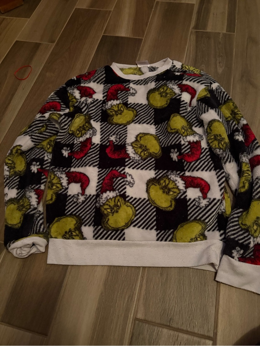 Holiday Grinch Print Crewneck Sweater - Green/Red/Black/White